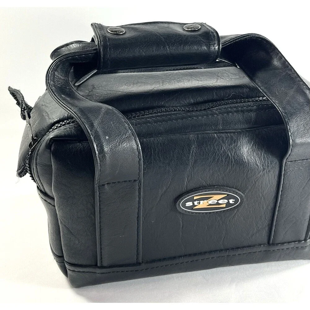 Vintage Z STREET Leather Camera Camcorder Zipper Bag with Handle